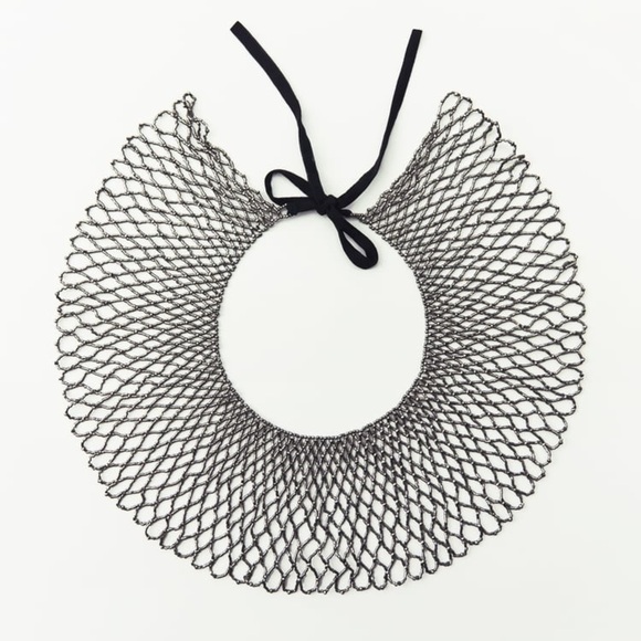 Zara Jewelry - NWT. Zara Aged Silver Necklace with Beading Appliqué Detail.